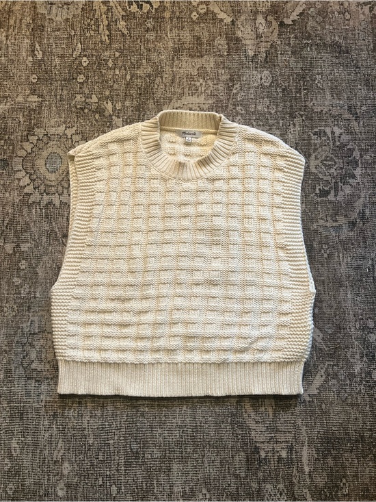 Madewell Tops - Madewell Cream Basket-Weave Knit Sweater Vest — Size L